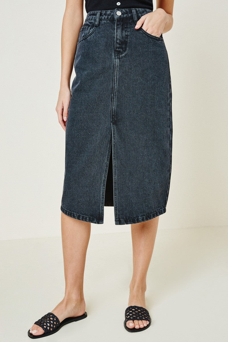 Self Secure Denim Skirt- Black - 21 Kouture
