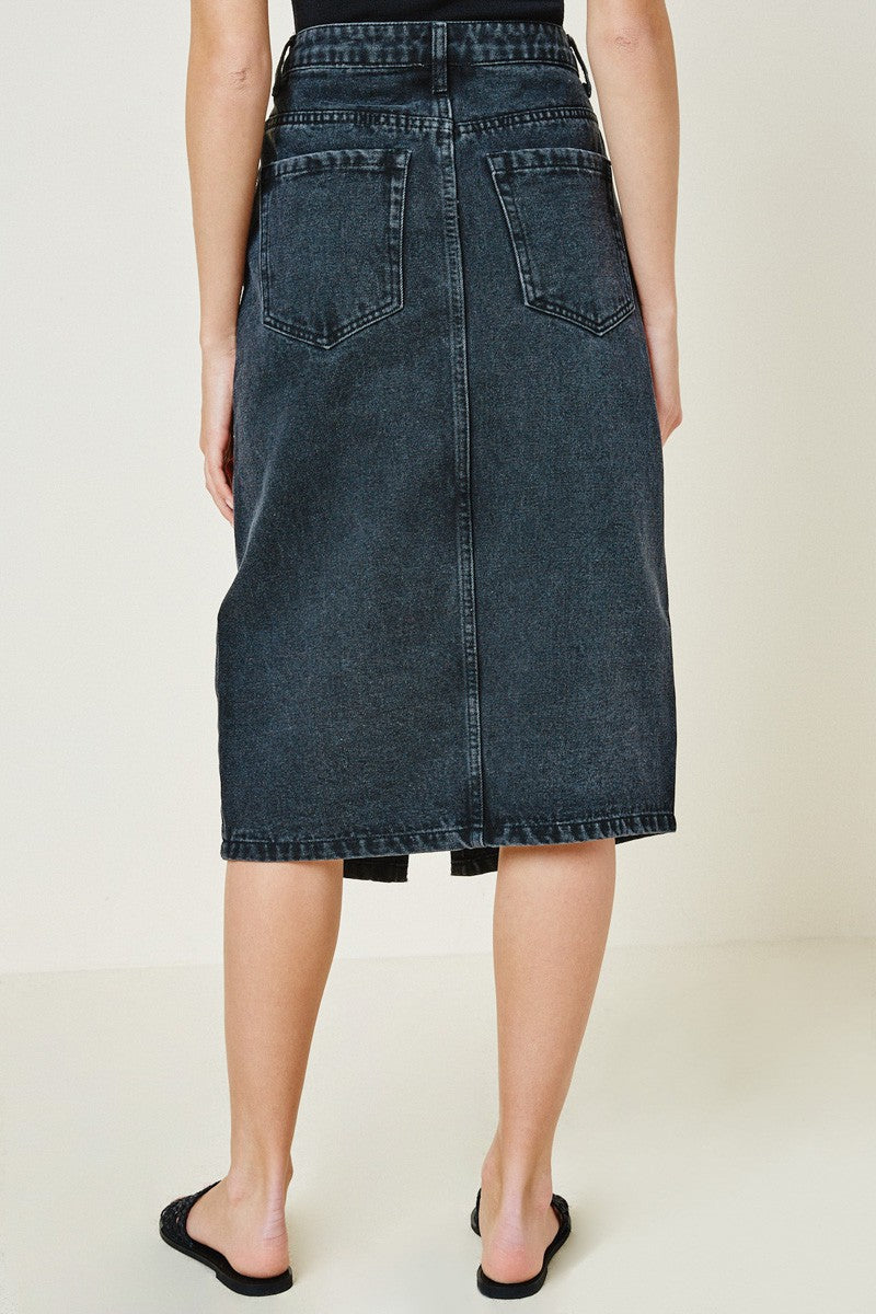 Self Secure Denim Skirt- Black - 21 Kouture