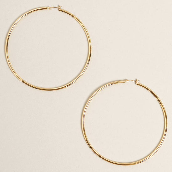 XL-14K Gold Dipped Pin Catch Hoop Earrings: ONE SIZE / GD