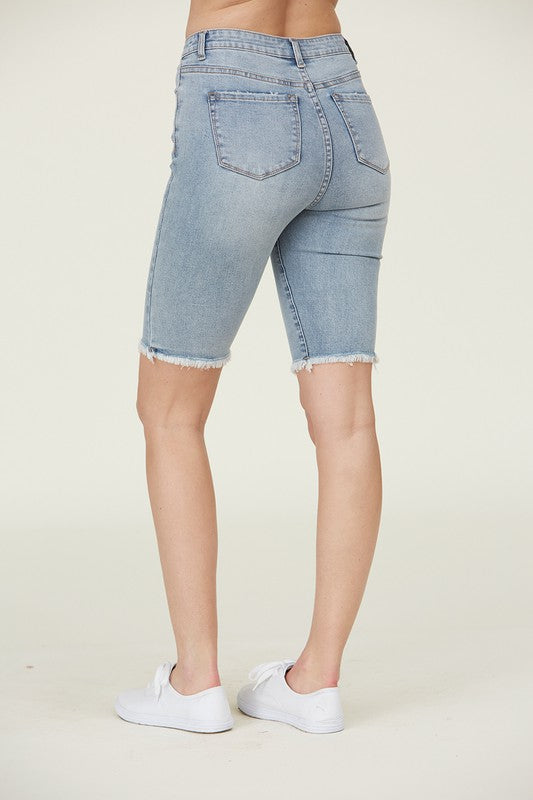 High Rise Denim Shorts - SHOP SIS