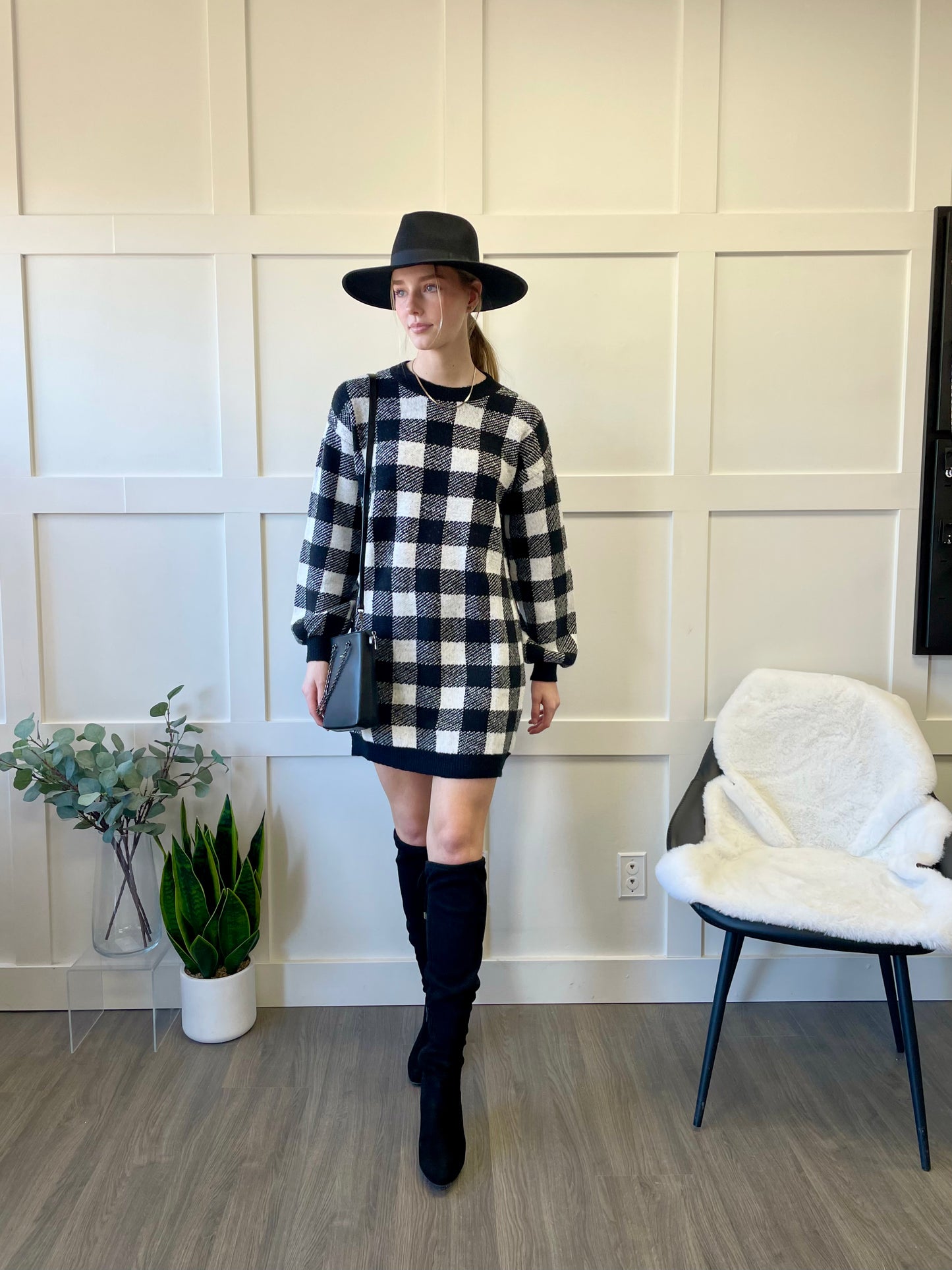 Rendezvous Plaid Sweater Dress - 21 Kouture