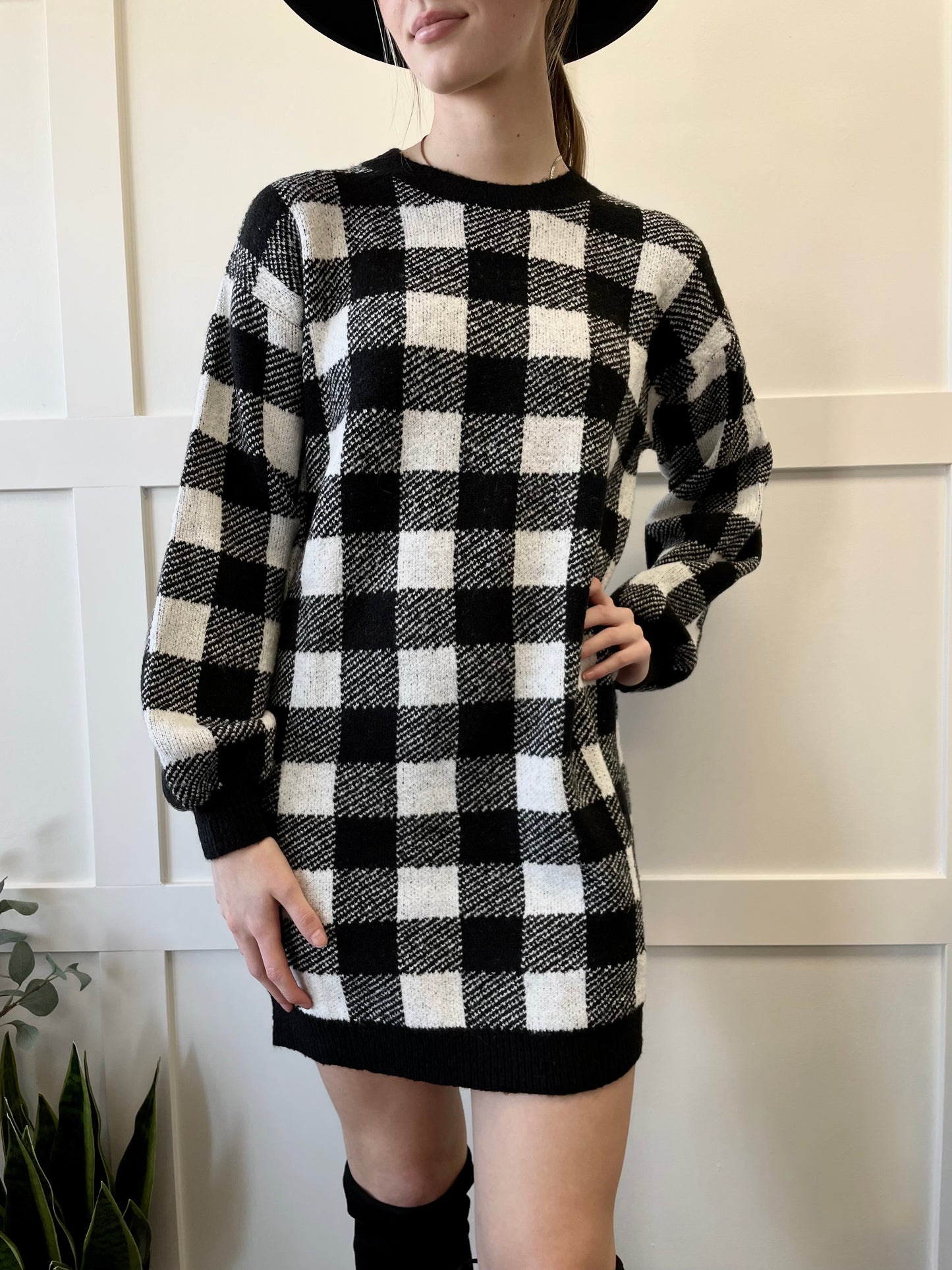 Rendezvous Plaid Sweater Dress - 21 Kouture
