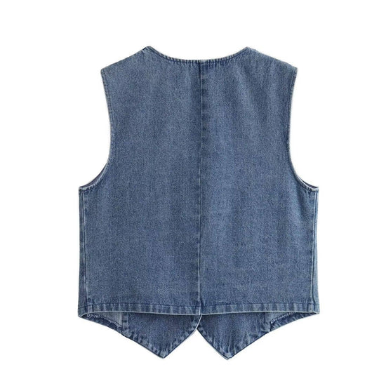 V-Neck Denim Vest