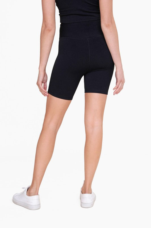 Ribbed High-Waist Bike Shorts