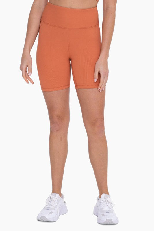 Bib Shorts Orange Ribbed Cycling Shorts Ribbed High-Waist Bike Shorts
