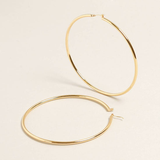 XL-14K Gold Dipped Pin Catch Hoop Earrings: ONE SIZE / GD