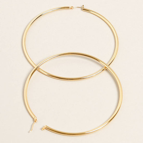 XL-14K Gold Dipped Pin Catch Hoop Earrings: ONE SIZE / GD