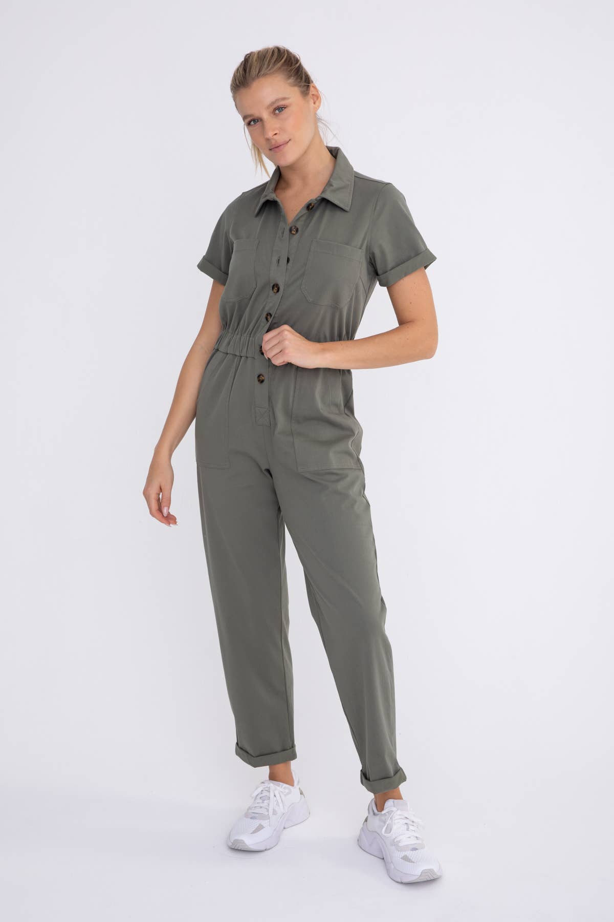 Short Sleeve Utility Style Jumpsuit