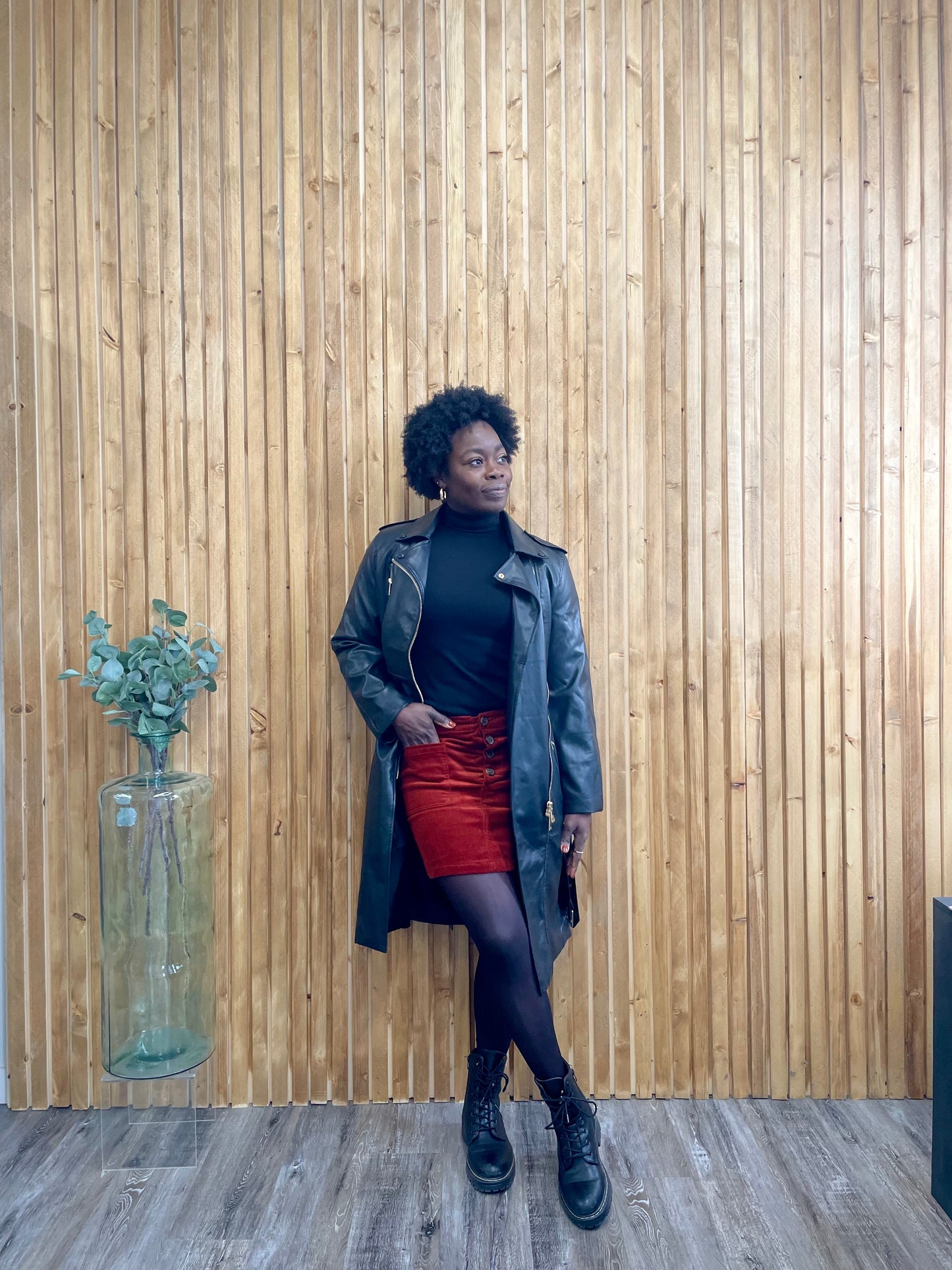 Pepper Faux Leather Trench Coat