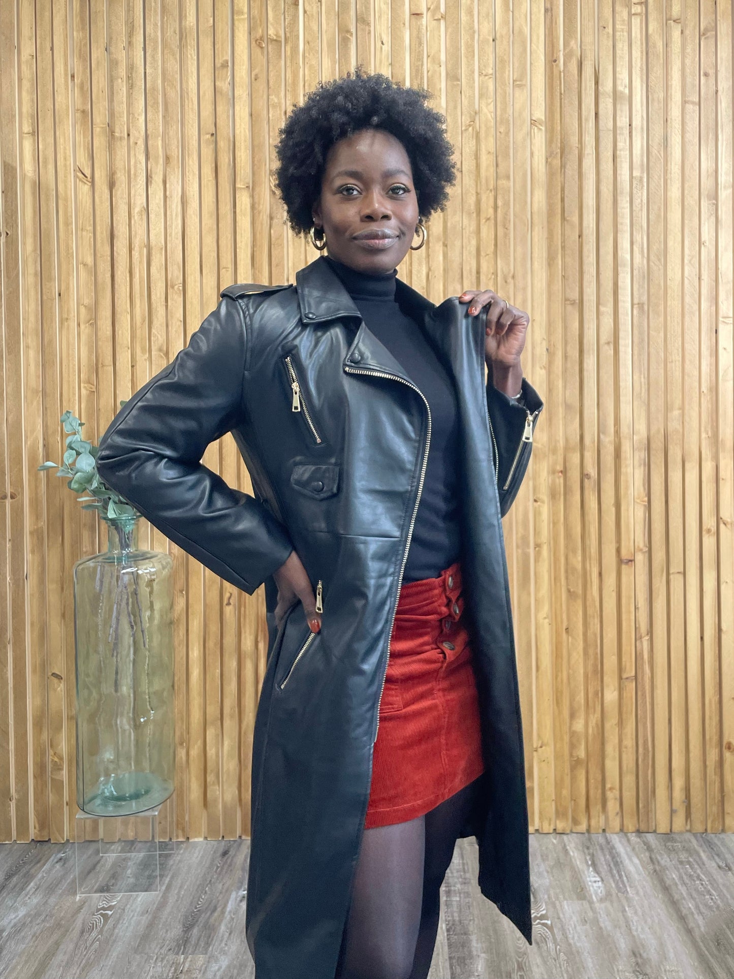 Pepper Faux Leather Trench Coat