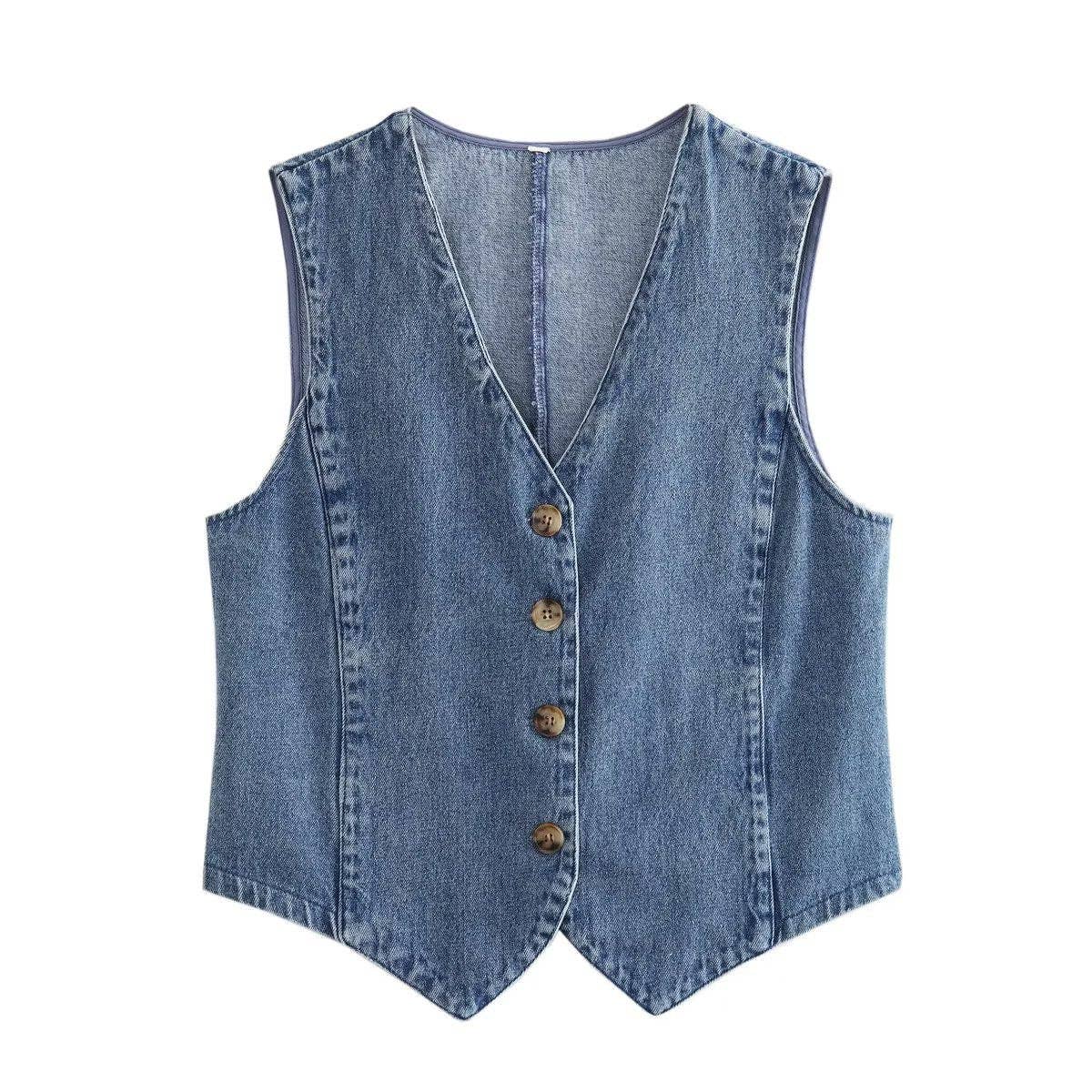 V-Neck Denim Vest