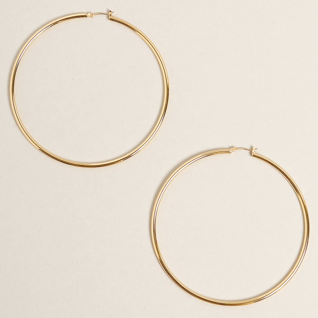 XL-14K Gold Dipped Pin Catch Hoop Earrings: ONE SIZE / GD