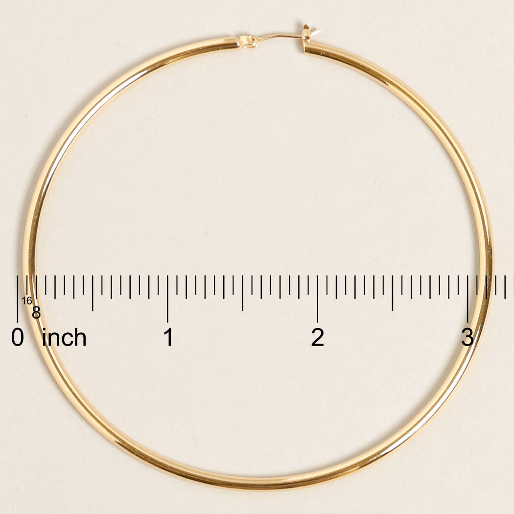 XL-14K Gold Dipped Pin Catch Hoop Earrings: ONE SIZE / GD