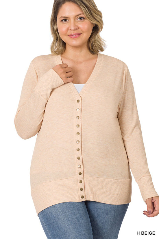 Alicia Snap Button Cardigan - Curvy - SHOP SIS